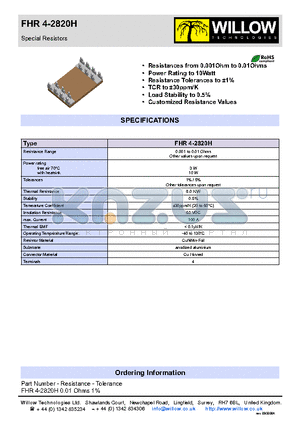 FHR4-2820H datasheet - Special Resistors