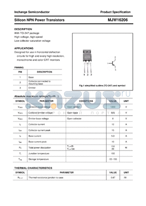 MJW16206 datasheet - Silicon NPN Power Transistors
