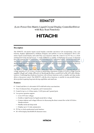 HCD66727A04BP datasheet - Low-Power Dot-Matrix Liquid Crystal Display Controller/Driver with Key Scan Function