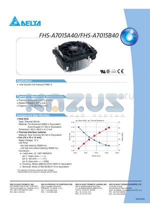 FHS-A7015A40 datasheet - Intel Socket 478 Prescott FMB1.5