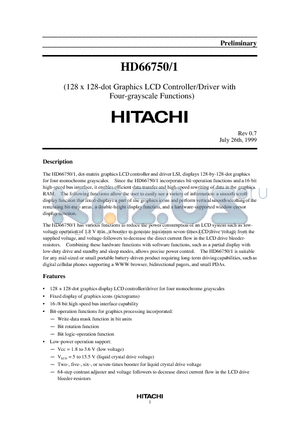 HCD66751BP datasheet - 128 x 128-dot Graphics LCD Controller/Driver with Four-grayscale Functions