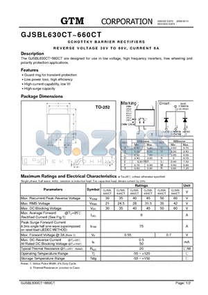 GJSBL630-660CT datasheet - SCHOTTKY BARRIER RECTIFIERS