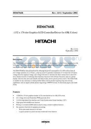 HCD667B66RBP datasheet - 132 x 176-dot Graphics LCD Controller/Driver for 65K Colors