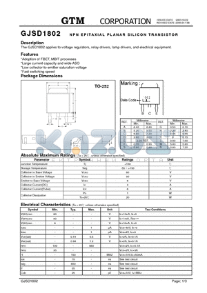 GJSD1802 datasheet - NPN EPITAXIAL PLANAR SILICON TRANSISTOR