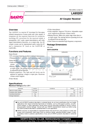 LA9520V datasheet - AV Coupler Receiver