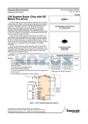 MC33911BR2 datasheet - LIN System Basis Chip with DC Motor Pre-driver