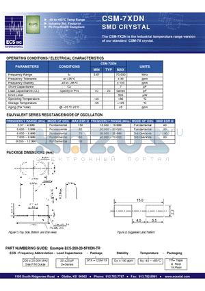 ECS-200-S-5PXDN-TR datasheet - SMD CRYSTAL