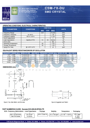 ECS-200-S-5PXDU-TR datasheet - SMD CRYSTAL