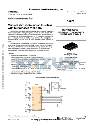 MC33972EW/R2 datasheet - Multiple Switch Detection Interface with Suppressed Wake-Up