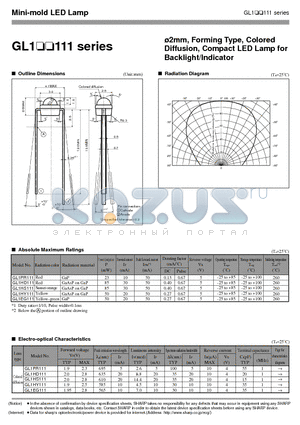 GL1HD111 datasheet - 2mm, Forming Type, Colored Diffusion, Compact LED Lamp for Backlight/Indicator