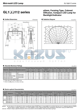 GL1PR112 datasheet - 2mm, Forming Type, Colored Diffusion, Compact LED Lamp for Backlight/Indicator