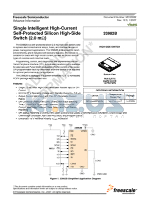 MC33982BPNA datasheet - Single Intelligent High-Current Self-Protected Silicon High-Side Switch (2.0 mohm)