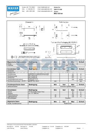 MK01-BV100_DE datasheet - (deutsch) MK Reed Sensor