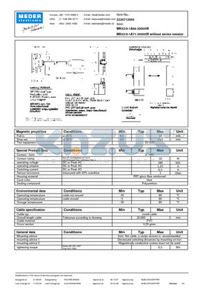 MK02-0-1A66-20000W datasheet - MK Reed Sensors