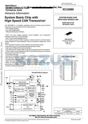 MC33989D datasheet - System Basis Chip With High Speed CAN Transceiver