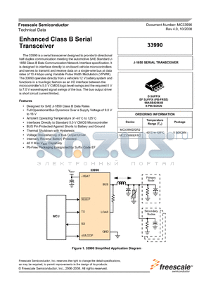 MC33990D/DR2 datasheet - Enhanced Class B Serial Transceiver