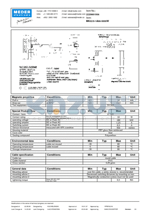MK02-0-1A66-5000W datasheet - MK Reed Sensors
