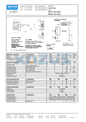 MK02-0-1A66-500W datasheet - MK Reed Sensors
