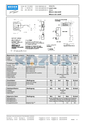 MK02-0-1A66-500W_DE datasheet - (deutsch) MK Reed Sensor