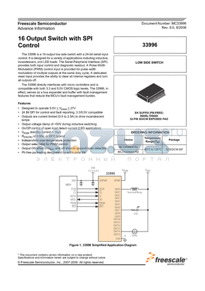 MC33996 datasheet - 16 Output Switch with SPI Control