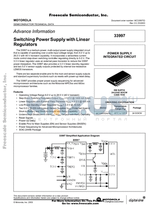 MC33997DW/R2 datasheet - Switching Power Supply with Linear Regulators