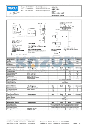 MK02-0-1A71-300W_DE datasheet - (deutsch) MK Reed Sensor