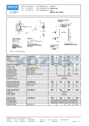 MK02-0-1A75-1500W datasheet - MK Reed Sensors