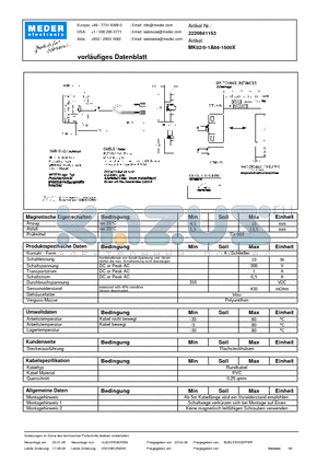 MK02-0-1A84-1500X_DE datasheet - (deutsch) MK Reed Sensor