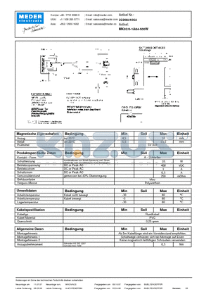 MK02-0-1A84-500W_DE datasheet - (deutsch) MK Reed Sensor