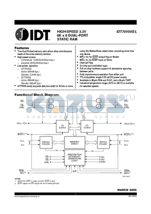 IDT70V05L25G datasheet - HIGH-SPEED 3.3V 8K x 8 DUAL-PORT STATIC RAM