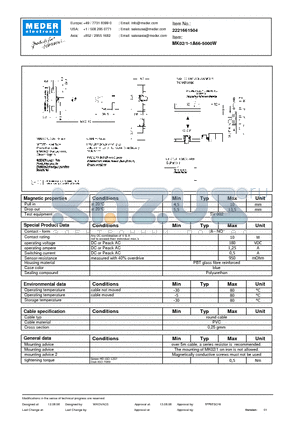 MK02-1-1A66-5000W datasheet - MK Reed Sensors