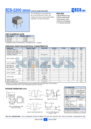 ECS-2200 datasheet - 8 PIN DIP CLOCK OSCILLATOR