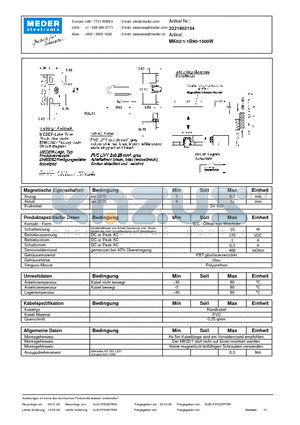 MK02-1-1B90-1500W_DE datasheet - (deutsch) MK Reed Sensor