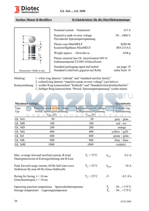 GL34J datasheet - Surface Mount Si-Rectifiers