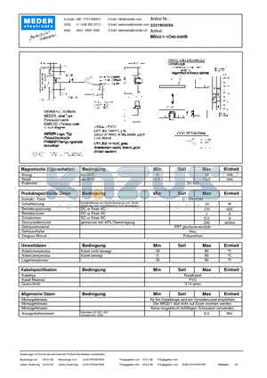 MK02-1-1C90-500W_DE datasheet - (deutsch) MK Reed Sensor