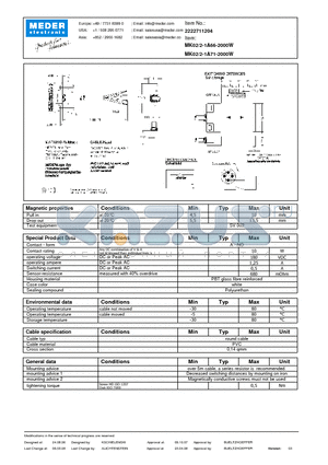 MK02-2-1A66-2000W datasheet - MK Reed Sensor