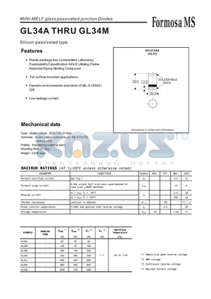 GL34K datasheet - MINI-MELF glass passivated junction Diodes - Silicon passivated type