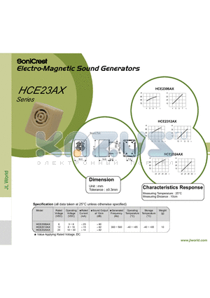 HCE2312AX datasheet - Electro-Magnetic Sound Generators