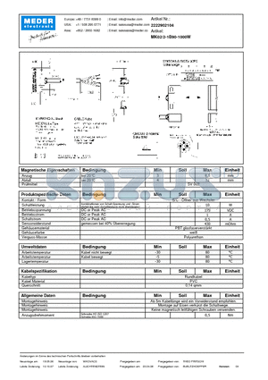 MK02-2-1B90-1000W_DE datasheet - (deutsch) MK Reed Sensor