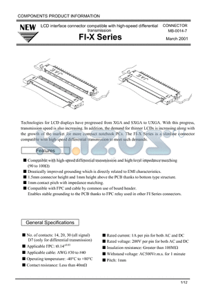 FI-X30S-HF datasheet - LCD interface connector compatible with high-speed differential transmission