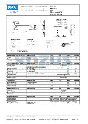 MK02-3-1A66-500W_DE datasheet - (deutsch) MK Reed Sensor