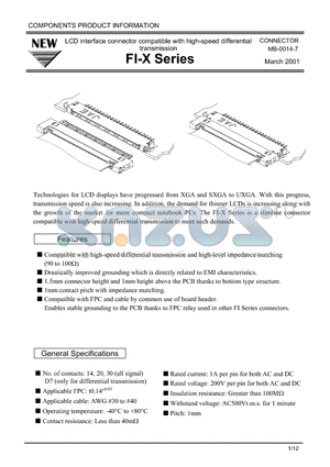 FI-XB14S-HF10 datasheet - LCD interface connector compatible with high-speed differential transmission