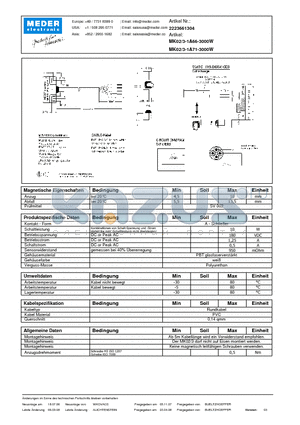 MK02-3-1A71-3000W_DE datasheet - (deutsch) MK Reed Sensor