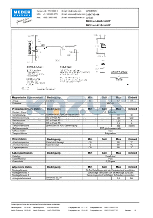 MK02-4-1A66B-1000W_DE datasheet - (deutsch) MK Reed Sensor