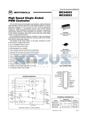 MC34023P datasheet - High Speed Single-Ended PWM Controller