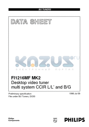 FI1216MF datasheet - Desktop video tuner multi system CCIR L/L and B/G