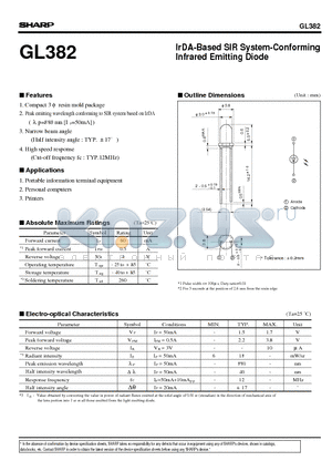 GL382 datasheet - IrDA-Based SIR System-Conforming Infrared Emitting Diode