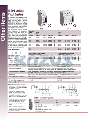 FI23.30 datasheet - FI Earth Leakage Circuit Breakers