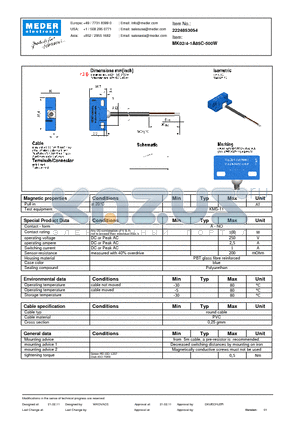 MK02-4-1A85C-500W datasheet - MK Reed Sensor