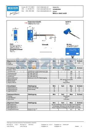 MK02-4-1A85C-500W_DE datasheet - (deutsch) MK Reed Sensor